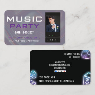 Modern Minimal Black & White DJ Music Turntable Business Card