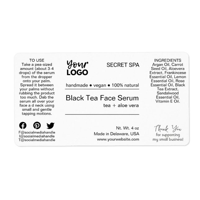 Modern Minimal Black & White Face Serum Product (Front)