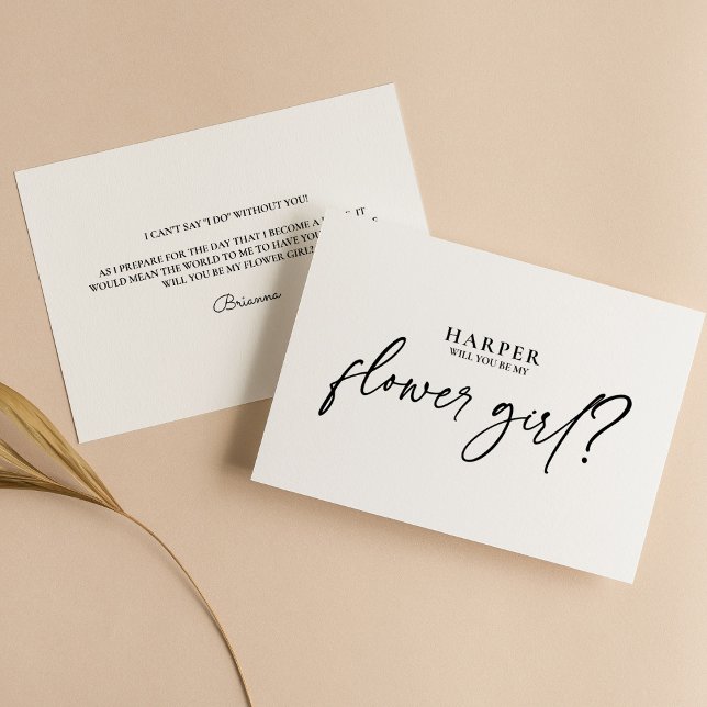Modern Minimal Black White Flower Girl Proposal (Creator Uploaded)