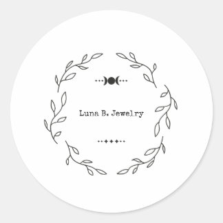 Modern Minimal Black & White Forest Moon Classic Round Sticker