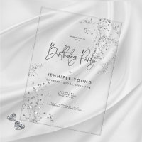 Modern Minimal Black White Glam Diamonds Birthday