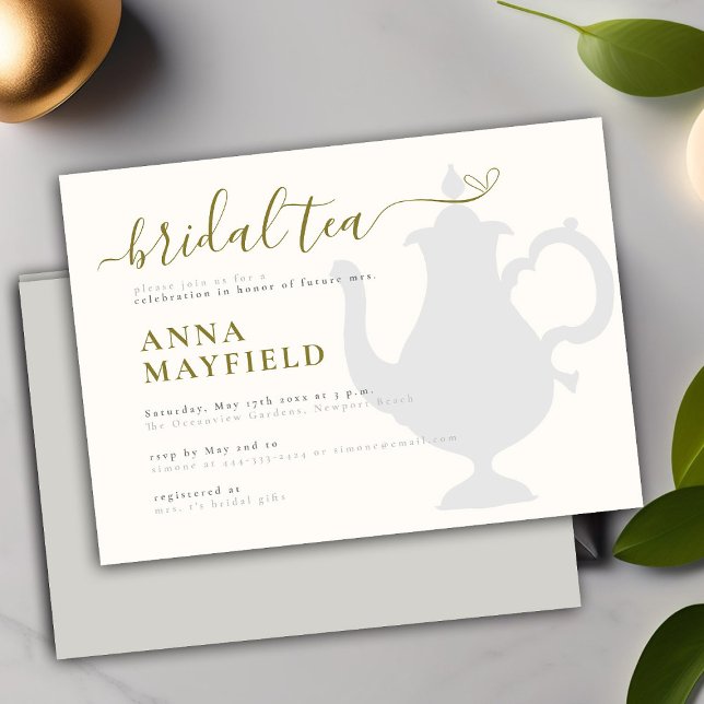 Modern Minimal Black White Gold Bridal Tea Party Invitation (Creator Uploaded)