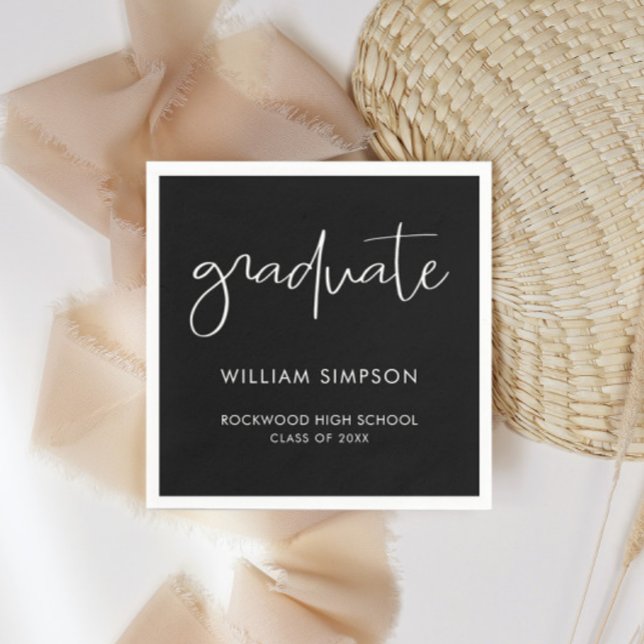 Modern Minimal Black & White Graduate  Napkin (Creator Uploaded)