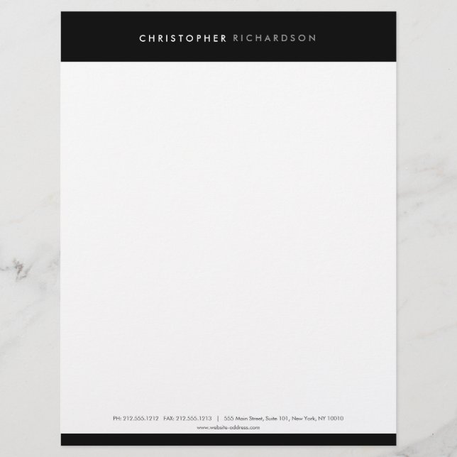 MODERN & MINIMAL Black/White Letterhead (Front)