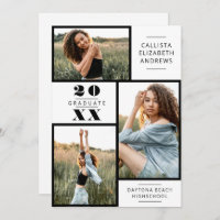 Modern Minimal Black White Photo Grid Graduation I