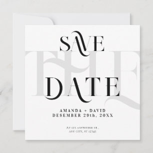 Modern minimal black & white  save the date