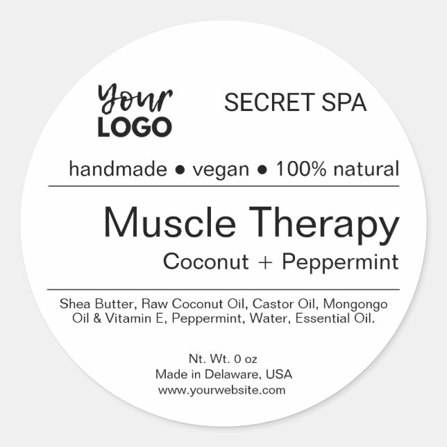 Modern Minimal Black & White Spa Product Label (Front)