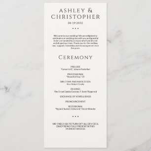 Modern Minimal Black & White Wedding Ceremony Programme