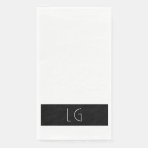 Modern Minimal Black White Wedding Monogram Napkin