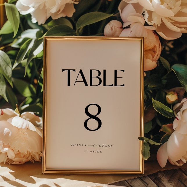 Modern & Minimal Black & White Wedding Table Number (Creator Uploaded)