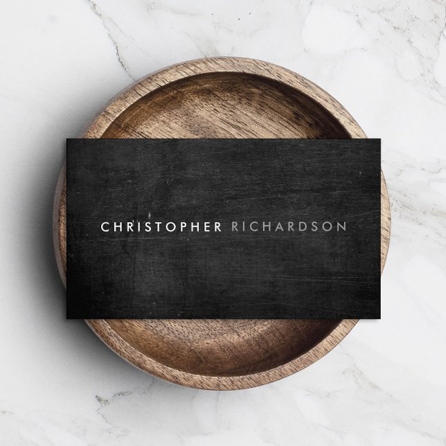 Modern Minimal Black Wood Masculine Rustic Business Card (Creator Uploaded)