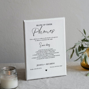 Modern Minimal Blow up their phone wedding photo  Pedestal Sign