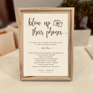 Modern Minimal Blow Up Their Phones Wedding Sign