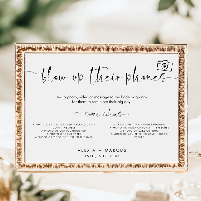 Modern Minimal Blow Up Their Phones Wedding Sign (Creator Uploaded)
