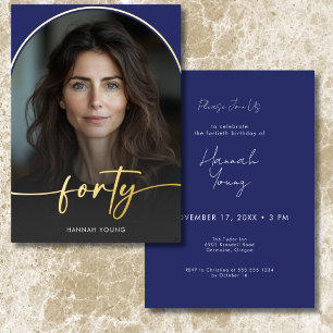 Modern Minimal Blue Arch Fortieth Birthday