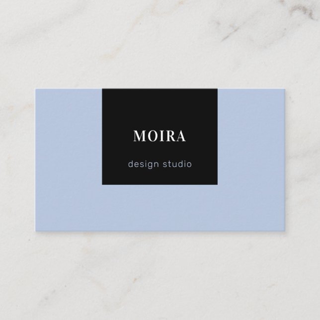 Modern Minimal Blue  Black Business Card (Front)