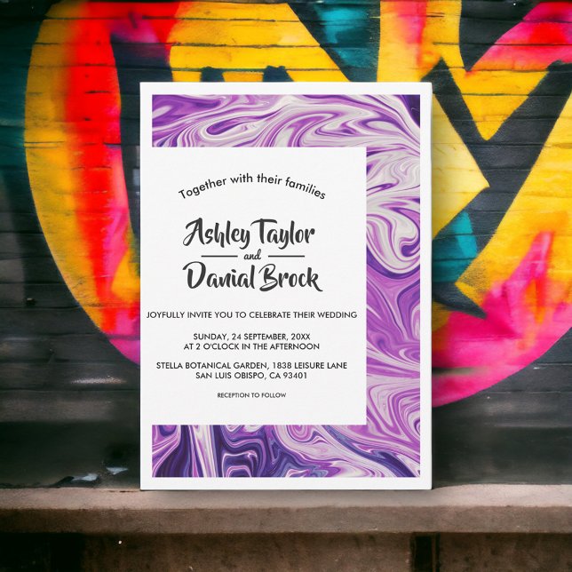 Modern Minimal Blue Galaxy Abstract Art Wedding Invitation (Creator Uploaded)