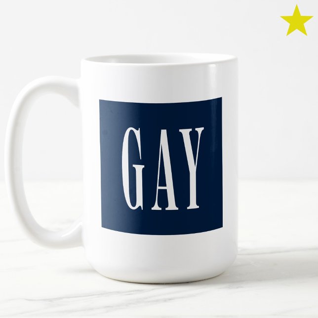 Modern Minimal Blue Gay Pride 90s Logo  Coffee Mug (Creator Uploaded)