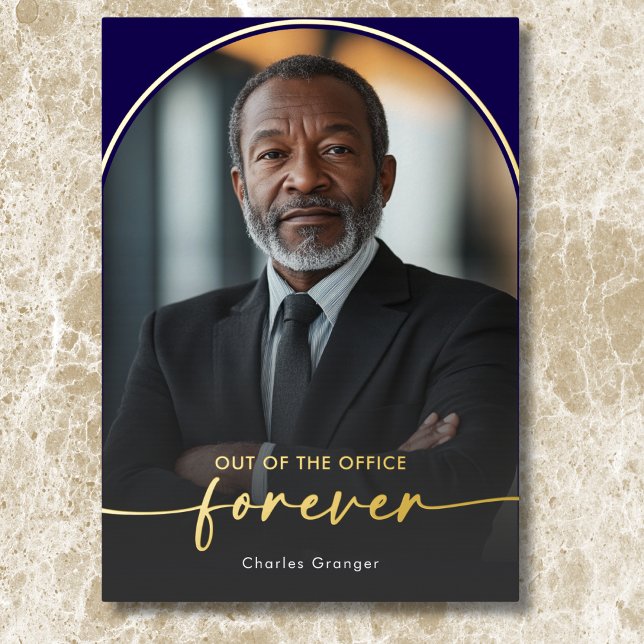 Modern Minimal Blue Retirement Party (Modern Minimal Blue Retirement Party Foil Invitation)