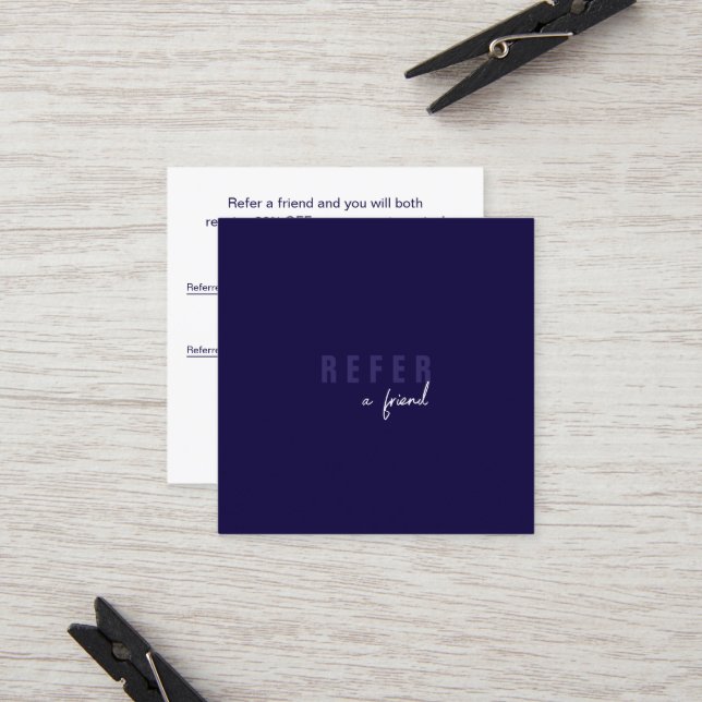 Modern Minimal Blue Simple Customer Referral Card (Front/Back In Situ)