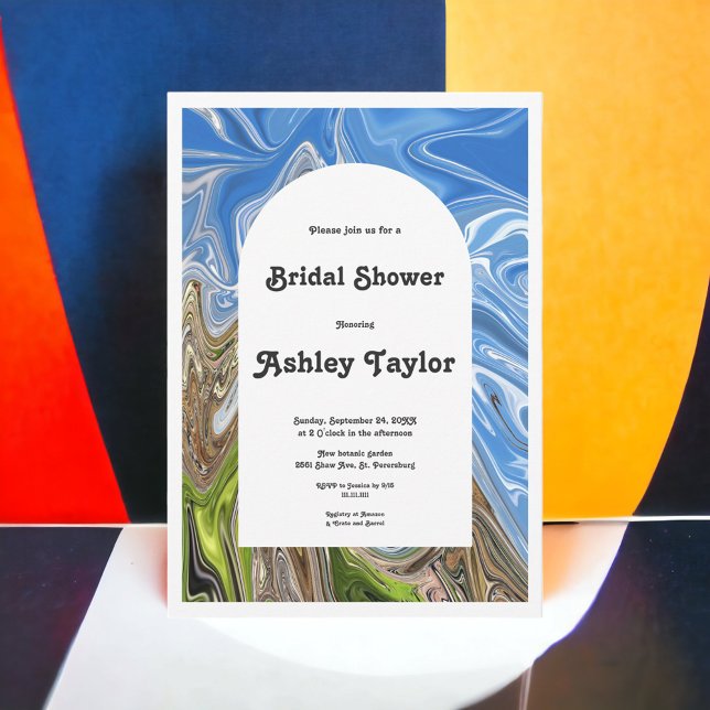 Modern Minimal Blue Sky Abstract Bridal Shower Invitation (Creator Uploaded)