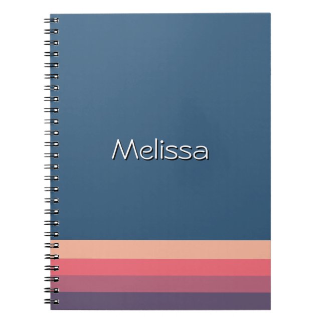 Modern Minimal Blue Spiral Photo Notebook (Front)
