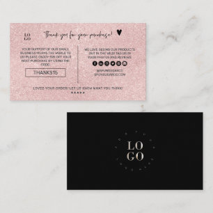 Modern Minimal Blush Glitter Business Thank You Business Card