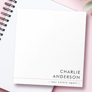 Modern minimal blush pink line white professional notepad