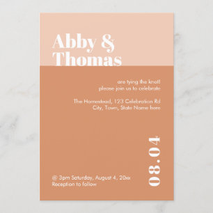 Modern Minimal Blush Pink Tan Colour Simple Weddin Invitation