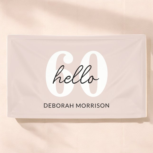 Modern Minimal Blush Pink Typography 60th birthday Banner (Creator Uploaded)