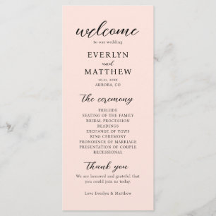 Modern Minimal Blush Pink Wedding Ceremony Program