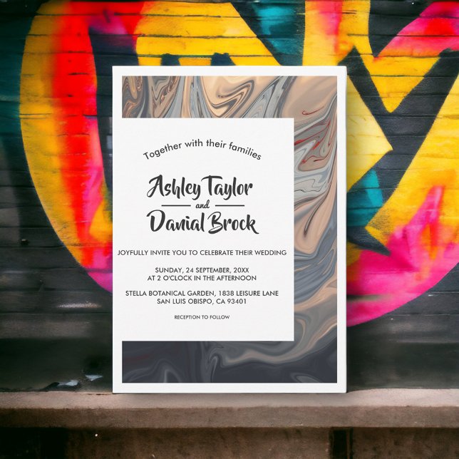 Modern Minimal Bohemian Artistic Abstract Wedding Invitation (Creator Uploaded)