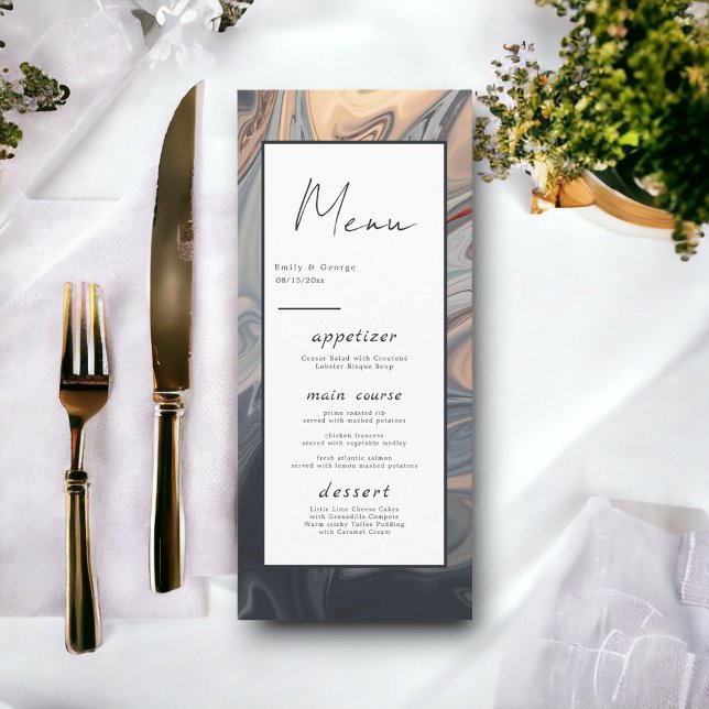 Modern Minimal Bohemian Artistic Abstract Wedding Menu (Creator Uploaded)