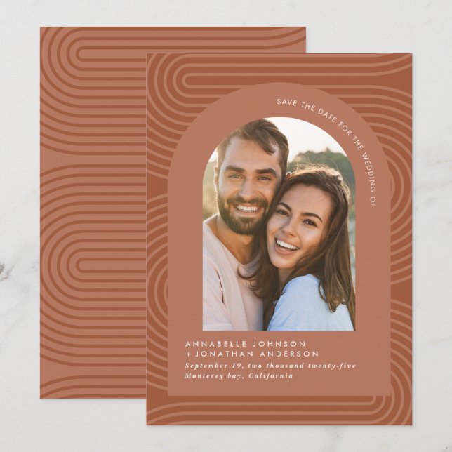 Modern minimal bohemian rust terracotta geometric (Front/Back)