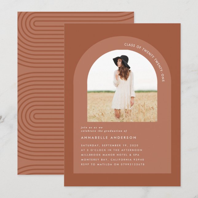 Modern minimal bohemian terracotta geometric photo (Front/Back)