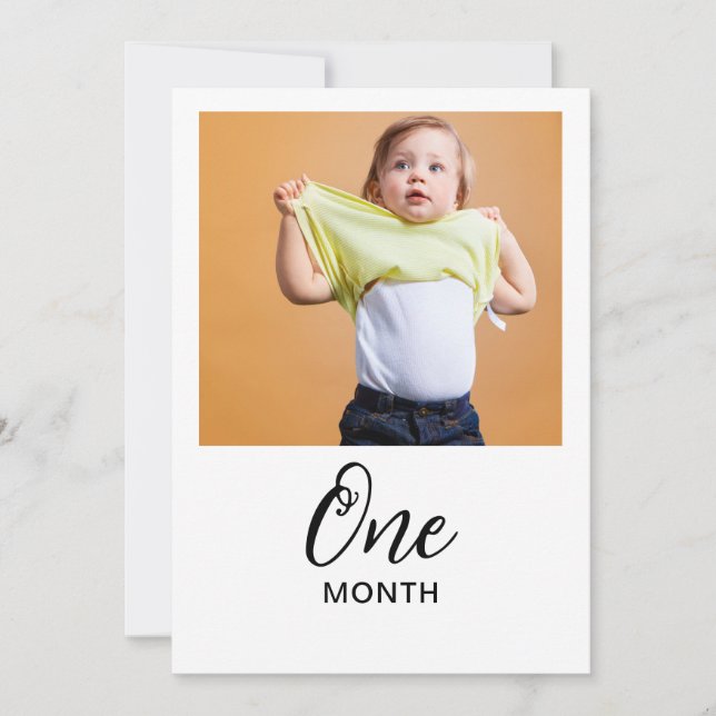 Modern Minimal Boho 1st Birthday photo Holiday Card (Front)