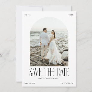 Modern Minimal Boho Arch Photo Double Sided Save The Date