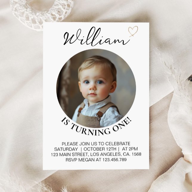 Modern Minimal Boho Birthday Photo Invitation (Creator Uploaded)