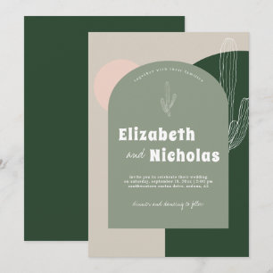 Modern Minimal Boho Desert   Cactus Green Invitation