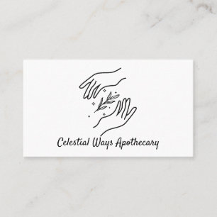 Modern Minimal Boho Hands & Herb Apothecary Logo Business Card