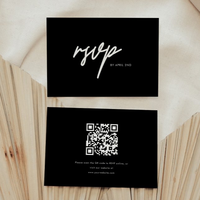 Modern Minimal Bold Black Script Graduation Party RSVP Card (Creator Uploaded)