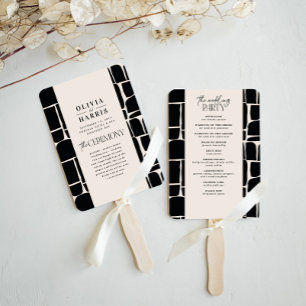 Modern minimal bold graphic black & white wedding hand fan