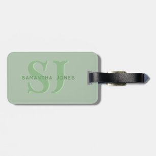 Modern Minimal Bold Initials Simple Green Monogram Luggage Tag