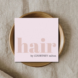 Modern Minimal Bold Pale Rose Hair Salon Square Business Card