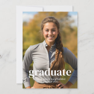 Modern Minimal Bold Photo Graduation Announcement