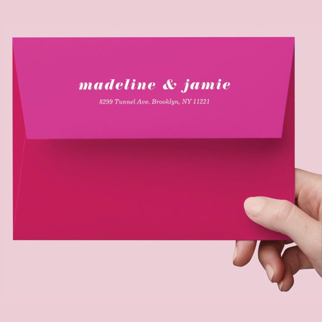Modern Minimal Bold Pink Personalised Wedding Envelope (Creator Uploaded)