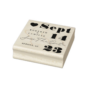 Modern Minimal Bold Print Wedding Save The Date Rubber Stamp
