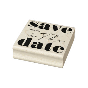 Modern Minimal Bold Print Wedding Save The Date Rubber Stamp