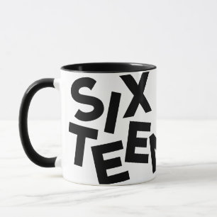 Modern minimal bold typography 16th birthday photo mug