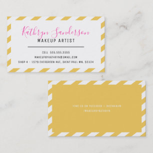 MODERN MINIMAL BORDER mustard yellow pink white Business Card